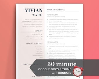 ATS Resume Template Google Docs: Modern, Easy Edit (Digital Download)