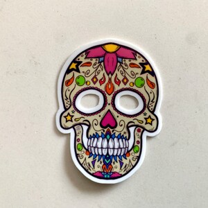 Sugar Skull Vinyl Aufkleber: 'Quirky Sugary Skull' | 3,5cm x 5cm