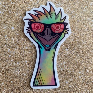 Regenbogen Vinyl Sticker: Rainbow Pop Plume Edgar der Emu | 5cm x 9cm | 5cm x 9cm