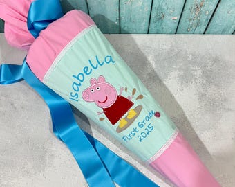 German School Cone | Pig | 28inch | Schultüte | Zuckertüte | Einschulung | First day of school | Cone gift bag | School Treat