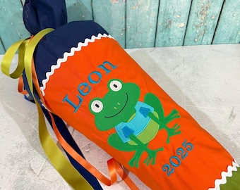 German School Cone | Frog | 28inch | Schultüte | Zuckertüte | Einschulung | First day of school | Cone gift bag