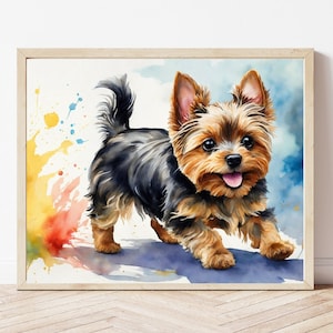Yorkshire Terrier Watercolor Printable Wall Art | Pet Watercolor Portrait | Yorkie Digital Wall Art | Animal Watercolor | Nursery Wall Art