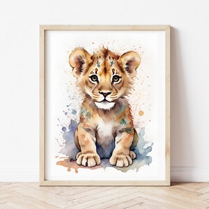 Baby Lion Wall Art | Safari Nursery Decor | Baby Nursery Prints | Jungle Nursery Decor | Boho Watercolor Animals | Nursery Wall Decor