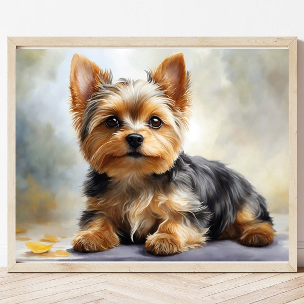 Yorkshire Terrier Printable Wall Art | Yorkie Wall Art | Pet Portrait Morkie Art | Pet Portrait Digital Drawing | Wall Art Print Animals