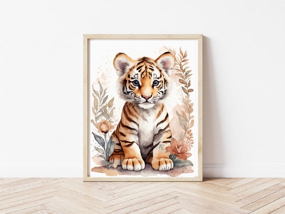 Baby Tiger Wall Art | Safari Nursery Decor | Baby Nursery Prints | Jungle Nursery Decor | Boho Watercolor Animals |Nursery Wall Decor