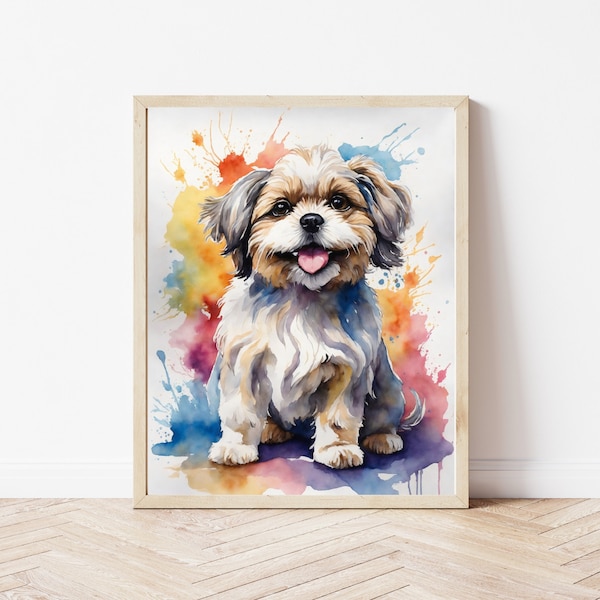 Shih Tzu Watercolor Print | Pet Portrait Painting | Pet Watercolour Picture | Pet Watercolour Portrait | Pet Print | Wall Art Print Animals