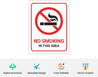 No Smocking Sign Board for Office, Home and Restaurant etc. | SVG digital file | Instant download | (18 x 24) Inch