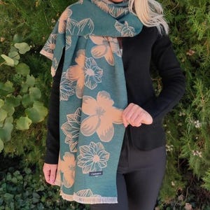Luxury Cashmere Floral Scarf for Women - Soft Warm Winter Shawl - Elegant Gift Idea