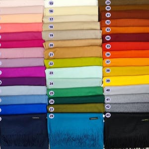 Luxury Cashmere Scarf - Available in 43 Solid Colors | Warm Winter Wrap for Women | Soft Scarf with Fringes