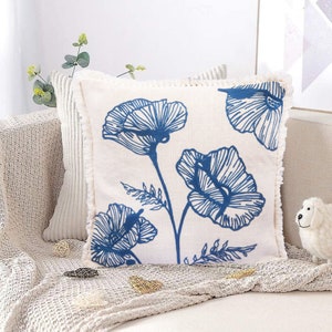 Fundas de almohada decorativas bordadas a mano con diseño floral para sala de estar, dormitorio, decoración del hogar.