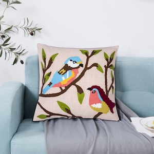 Juego de fundas de cojín de algodón bordado a mano de 2/fundas de almohada decorativas cuadradas bordadas para sala de estar, dormitorio, decoración del hogar, fundas de almohada