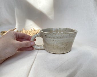 Handmade Stoneware Coffee Mug: Rustic Ceramic Cappuccino Cup