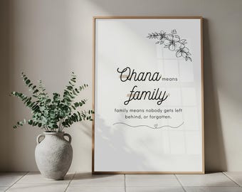 Ohana Framed Print - Movie Print - Disney Lilo and Stitch - Gift Ideas