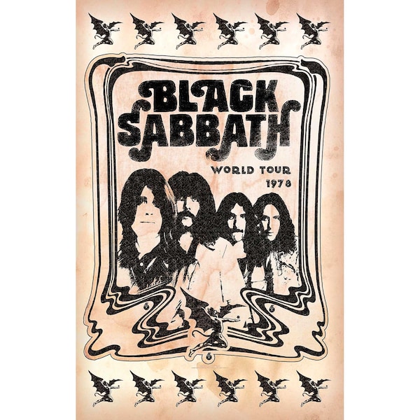 Black Sabbath - Bandera de Black Sabbath - Cartel de Black Sabbath - Regalos de Black Sabbath - Black Sabbath World Tour 78 - Heavy Metal - Regalos de metal