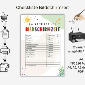 Screen time checklist kids editable chore chart for kids screen time tracking checklist pdf