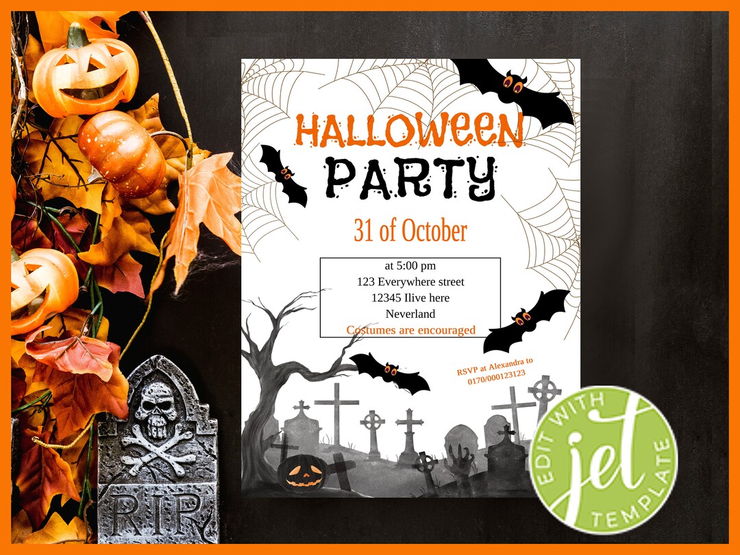 Editable Halloween Invitations Halloween Party Invite Antique Etsy