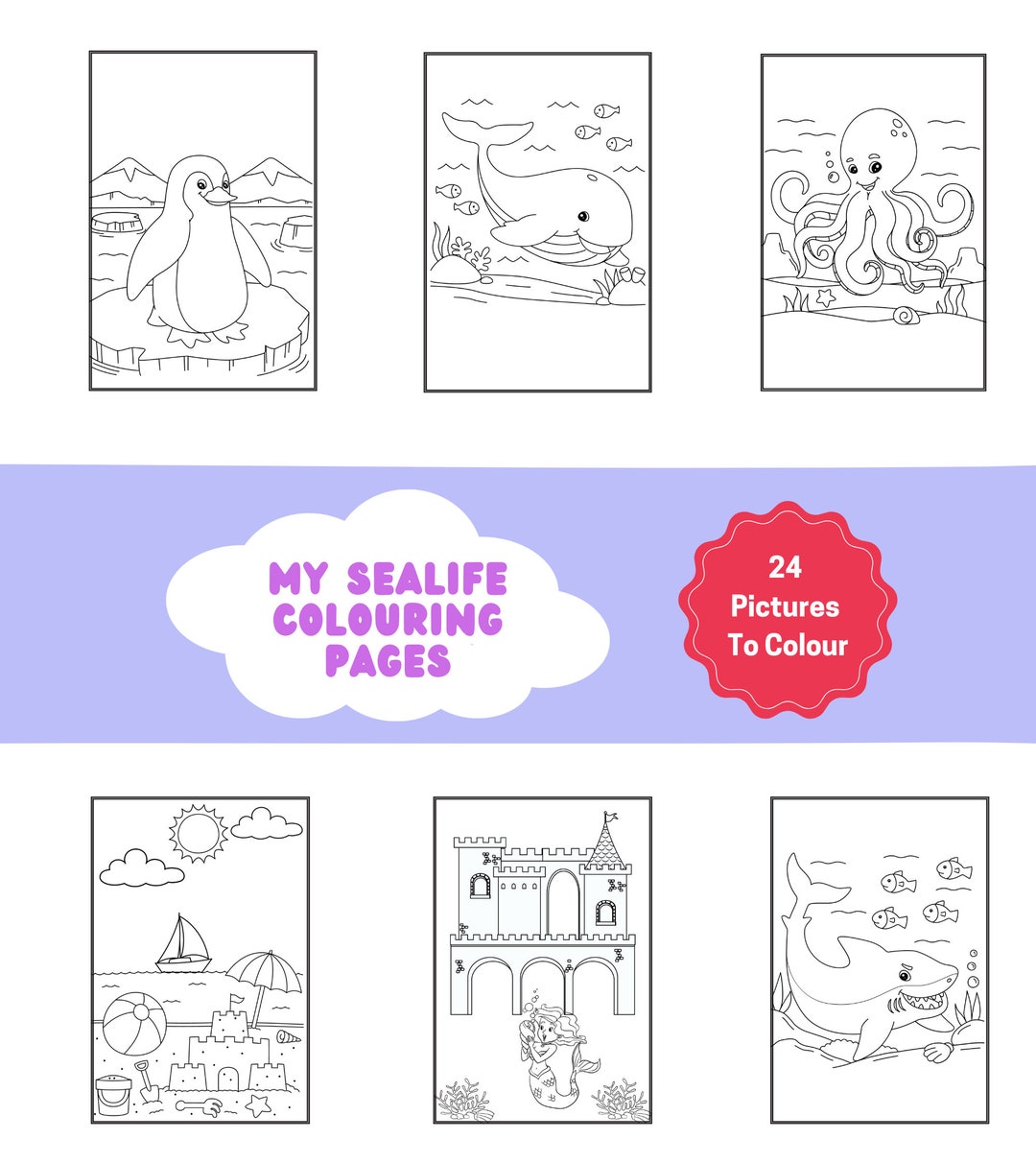 sea-life-colouring-pages-for-kids-24-pages-of-exciting-sea-etsy