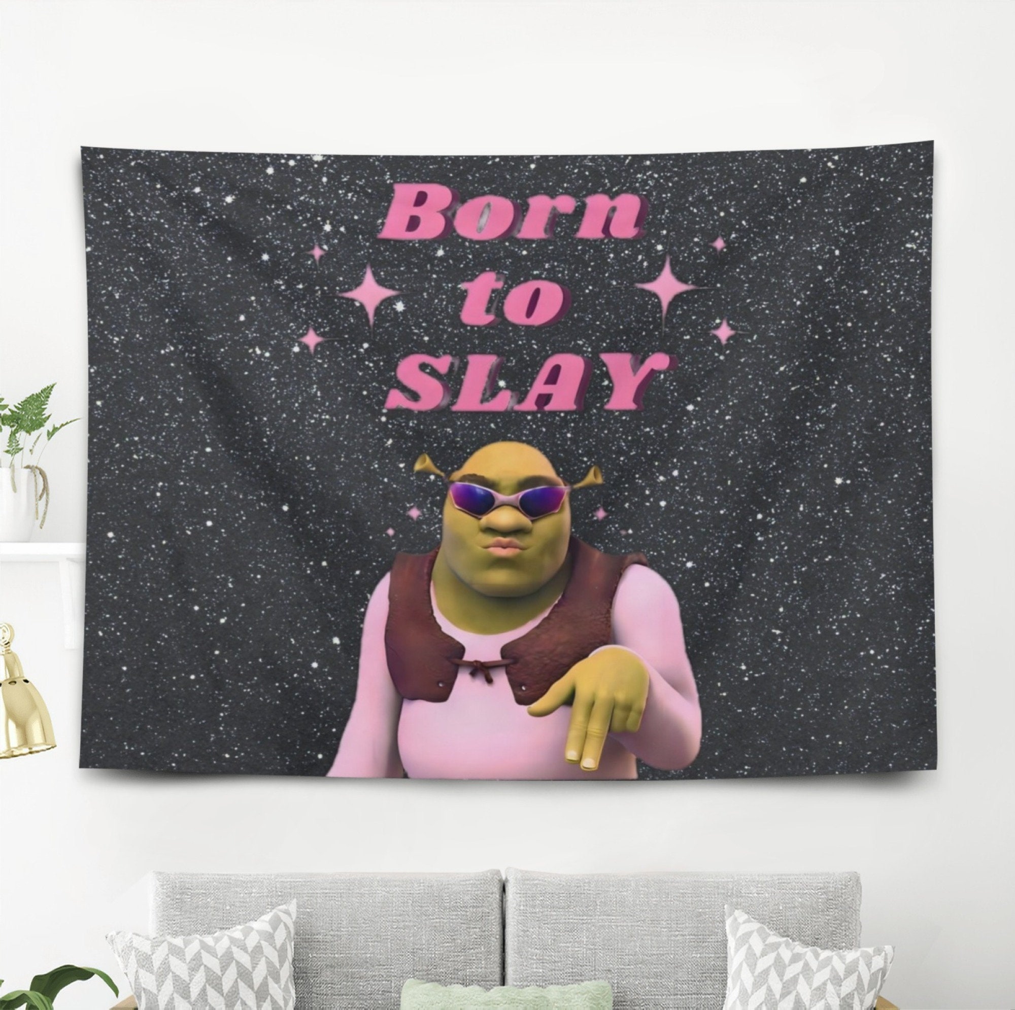  LWIEF Shrek Tapestry Eboy And Egirl Fiona Funny Tapestrys  29x37in Meme Tapestries Wall Hanging Art Poster For Bedroom : Home & Kitchen