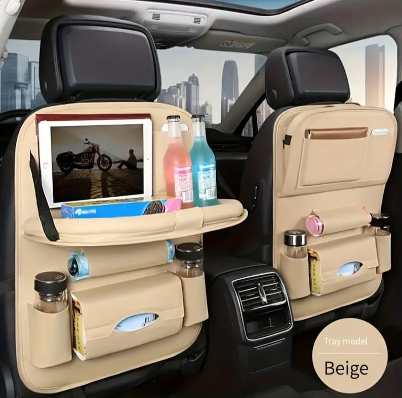1 Piece Back Seat Car Organizer With Foldable Table Tray,waterproof PU