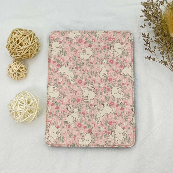 Rabbit Flowers Kindle Case for Personalization All New Kindle 6'' 2022 Paperwhite 6.8'',Kindle Paperwhite 10th 11th Cover,Kindle Sleeve