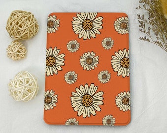 Flower Orange Background Kindle Case for Personalization All New Kindle 6'' Paperwhite 6.8'',Kindle Paperwhite 10th 11th Cover,Kindle Sleeve
