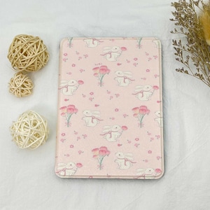 Rabbit and rose Background Kindle Case for Personalization All New Kindle 6'' Paperwhite 6.8'',Kindle Paperwhite10th11th Cover,Kindle Sleeve