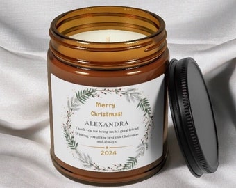 Gepersonaliseerde soja geurkaars kerstcadeau voor beste vriend zus cadeau voor haar beste vrienden kous stuffer kerstman cadeau