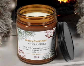 Gepersonaliseerde soja geurkaars kerstcadeau voor beste vriend zus cadeau voor haar beste vrienden kous stuffer kerstman cadeau