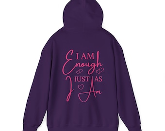 I Am Enough Hoodie: Trendy Purple Love Yourself Sweatshirt