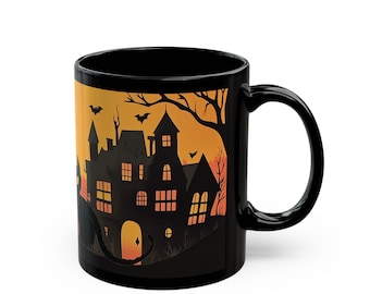 Mug Halloween, Mug citrouille, Mug fantasmagorique, Mug sorcière, Mug noir - 11 oz, 15 oz, mug Halloween noir