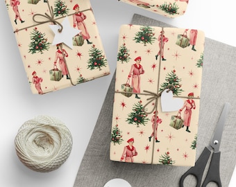 Wrapping Papers, Christmas Bellhops Wrap Gift Retro Vintage Style, Holiday Gift Wrap, Festive Wrapping Paper, Vintage Christmas Decor, Retro