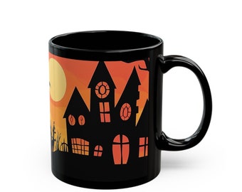 Mug Halloween, Mug citrouille, Mug fantasmagorique, Mug sorcière, Mug noir - 11 oz, 15 oz, mug Halloween noir