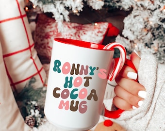 Personalized Christmas Hot Cocoa Mug: Custom Name Enamel Mug