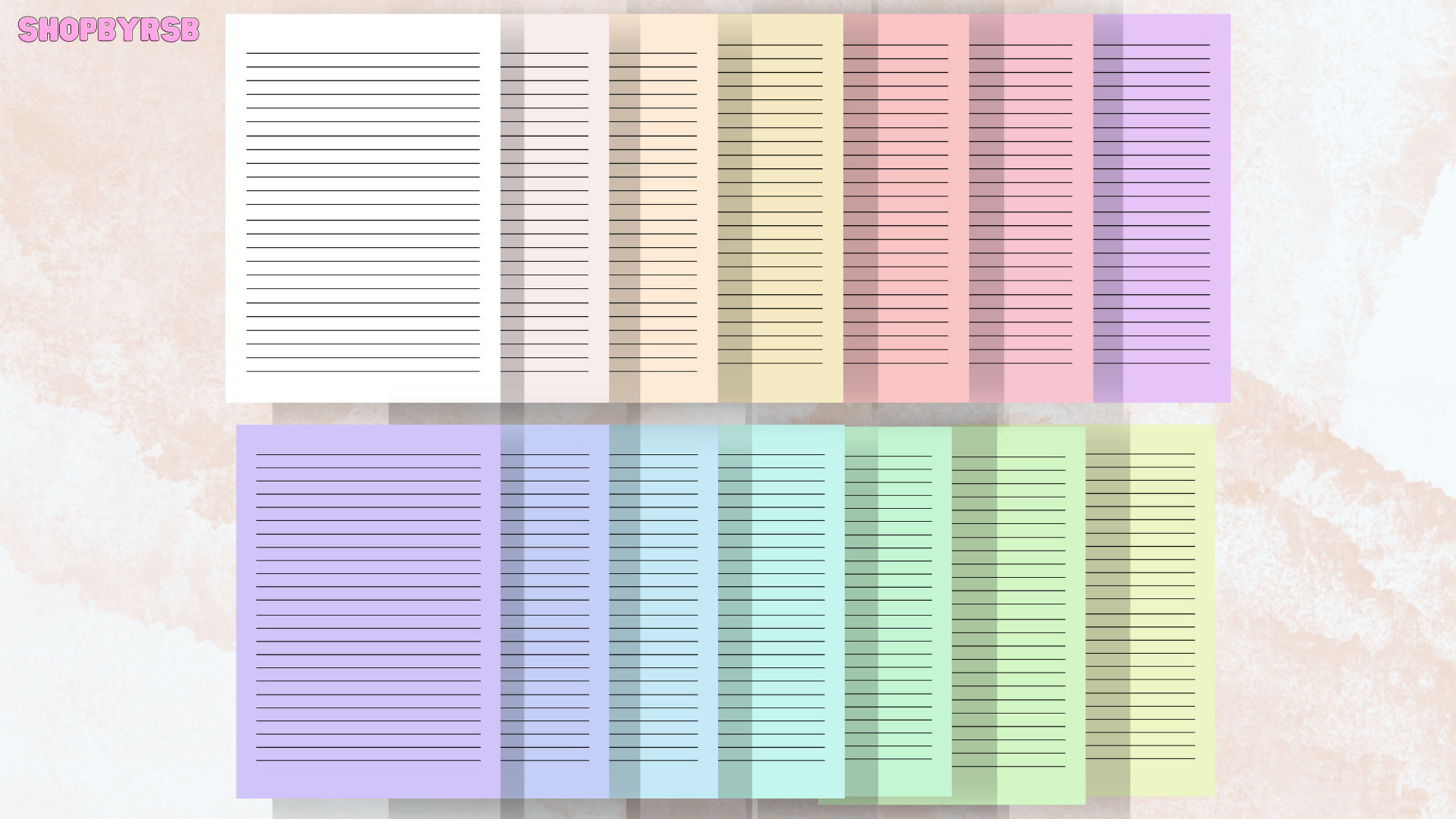 Lined Paper Colored Paper A4 Size Printable Colored Lined Etsy