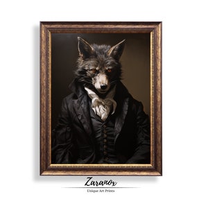 Wolf in Suit Wall Art Print – Vintage Anthropomorphic Portrait (Digital Download)