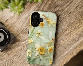Daffodils & Fairies Tough Phone Case | iPhone 16/15/14/13/12/11 Pro Max XR | Galaxy S23/S22/S21 Ultra | Pixel 6/7/8 Pro, Unique Girl Gift