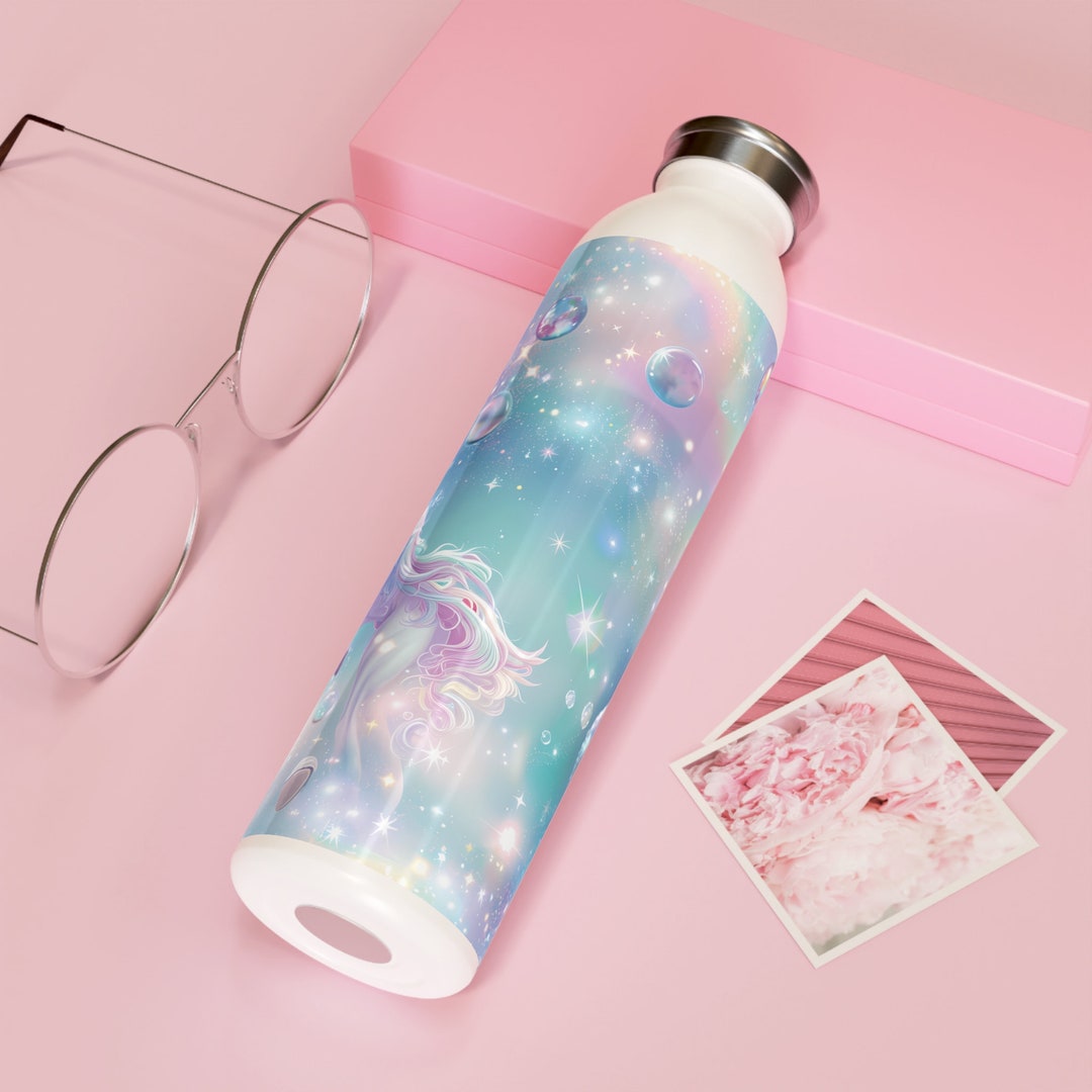 Unicorn Print Slim Water Bottle | Double-walled Stainless Steel | 20oz ...
