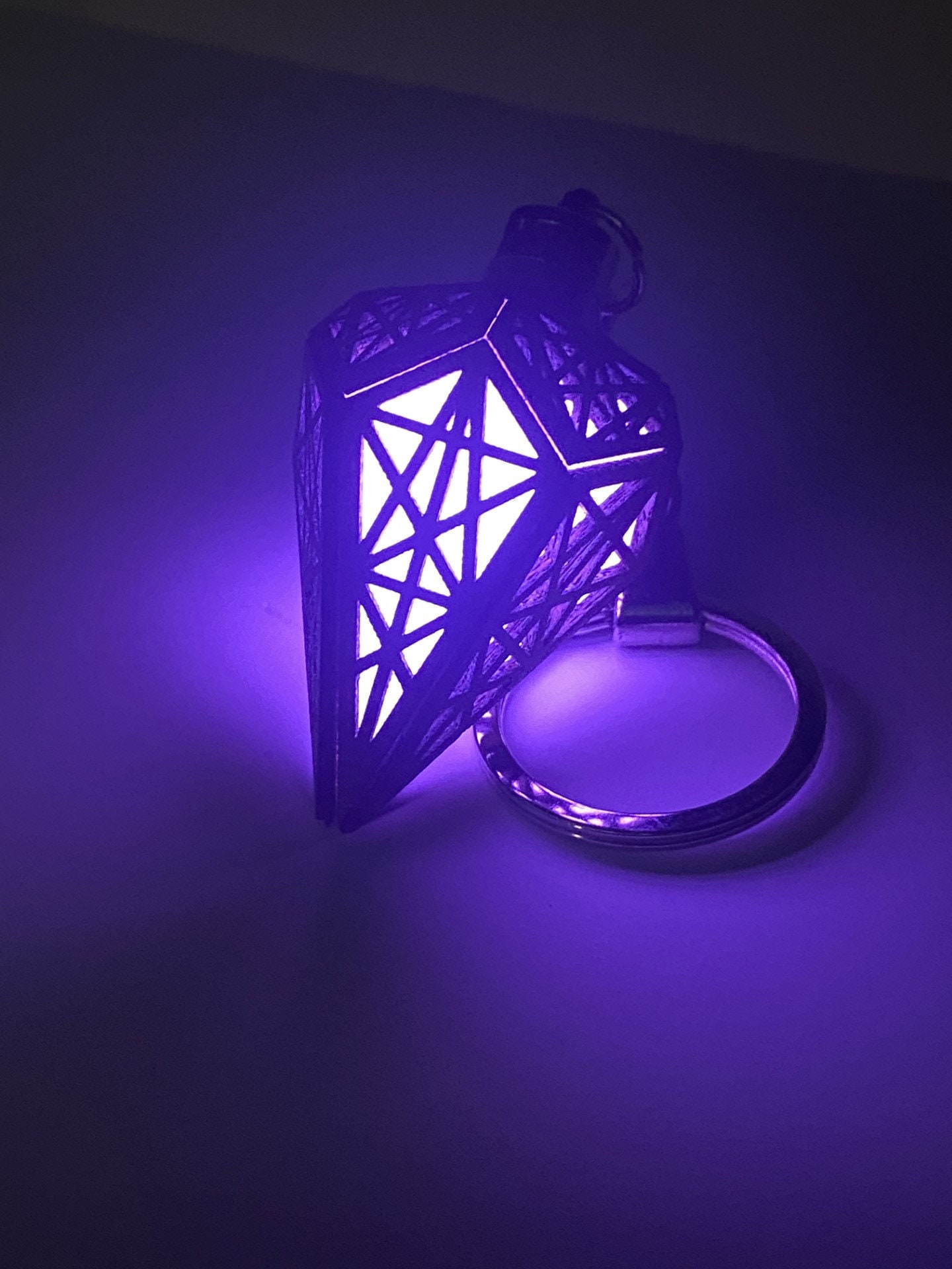 Laser Cut LED Key Rings Sacred Geometry Pentagonal Trapezohedron With ...