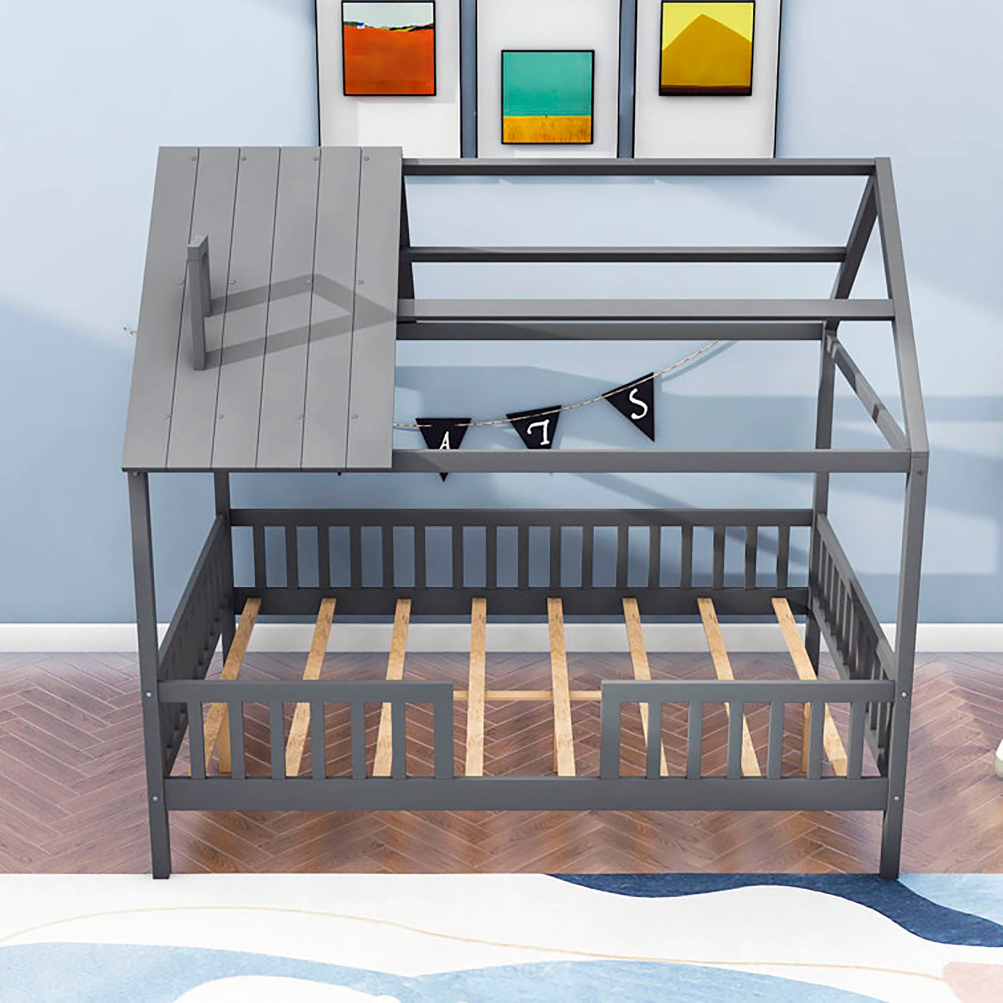 Floor Bed Kids Bed With Barriers Toddler Bed Floor Platform Etsy