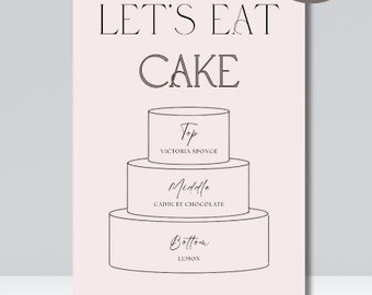 Cake Flavour Sign, Wedding Venue Signage, Wedding Sign, Editable Template, Digital Download, Cake Sign, A5 Wedding Sign, Personalised