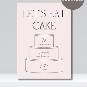 Cake Flavour Sign, Wedding Venue Signage, Wedding Sign, Editable Template, Digital Download, Cake Sign, A5 Wedding Sign, Personalised