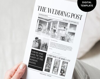 Wedding Newspaper, Order of the Day, Wedding Keepsake, Wedding Stationery, Newspaper Template, Canva Newspaper