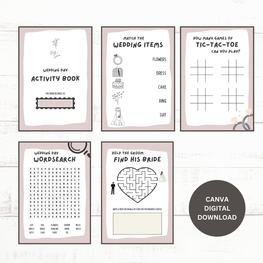 Wedding Kids Activity Booklet, Kids Pack, Activity Pack, Kids Colouring ...