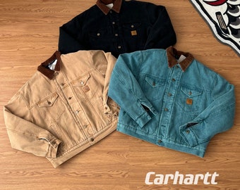 Vintage 1990s Carhartt Detroit Jacket / Workwear / Green Jacket / Made in  USA / Blanket Lined Jacket / Distressed Carhartt 