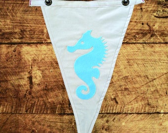Hand Made Vintage-Style Seahorse Flag