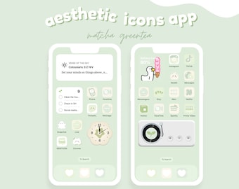 Green Aesthetic icons pack | cute hand drawn icons | App icon pack | Aesthetic study