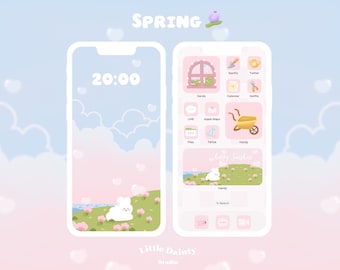 Spring icons pack | pink icons | cute phone theme | iOS Androids