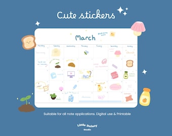 Söta Kawaii Planner Stickers | GoodNotes PNG (digital nedladdning)