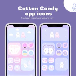 Cotton candy phone theme | Day to night phone theme | cute icons pack | pink icons | blue icons | purple icons | Bunny| iPhone,Android Theme