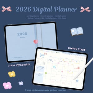 Digitale planner 2026 | iPad-planner voor GoodNotes | Maandelijkse weekplanner | Doelen stellen, gewoontetracker en budgetplanner